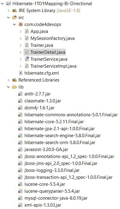 Hibernate one to one Bi-Directional Mapping Annotation