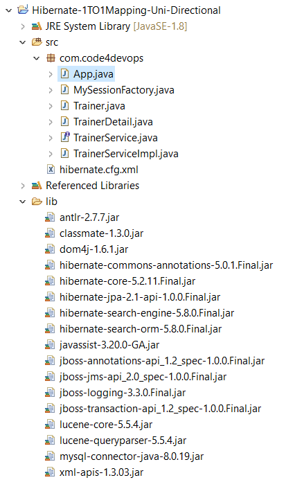 Hibernate one to one Uni-Directional Mapping Annotation